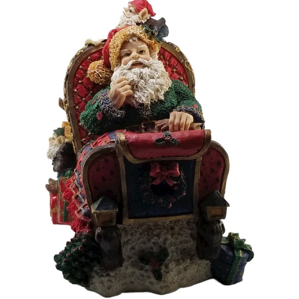 Santa in a Red Sleight Bed Resin Holiday Décor with Elves, Presents, And Toys - Picture 5 of 15